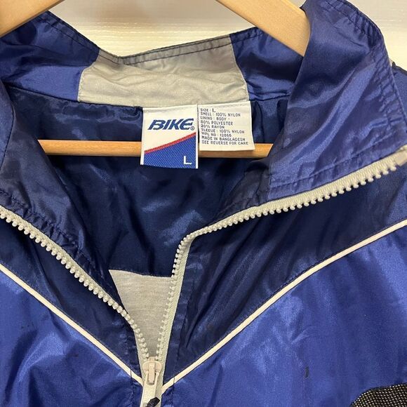 Bike Y2K Blue & Gray Track Jacket Windbreaker sz L EUC - Picture 3 of 6